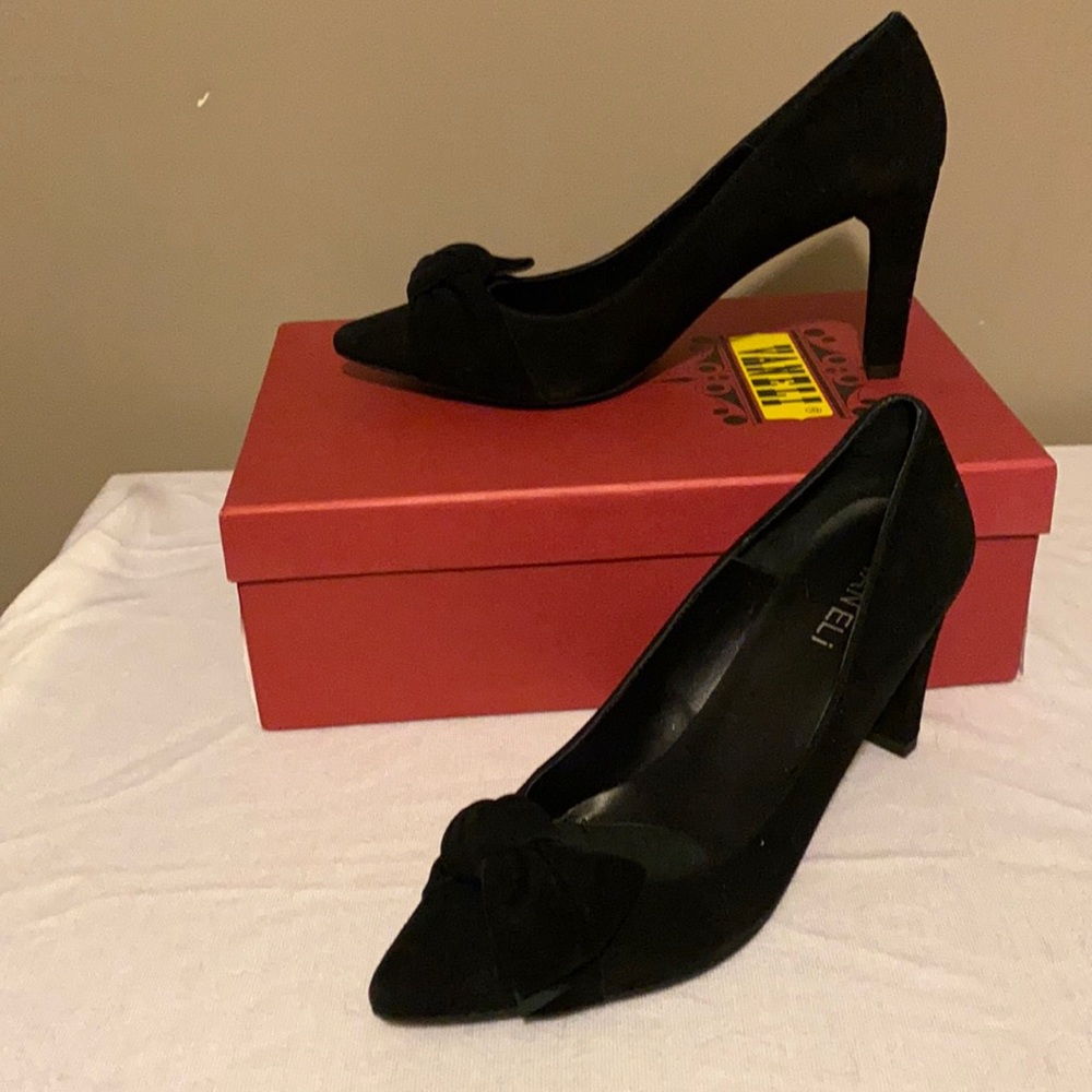 Vaneli Toro black suede pumps